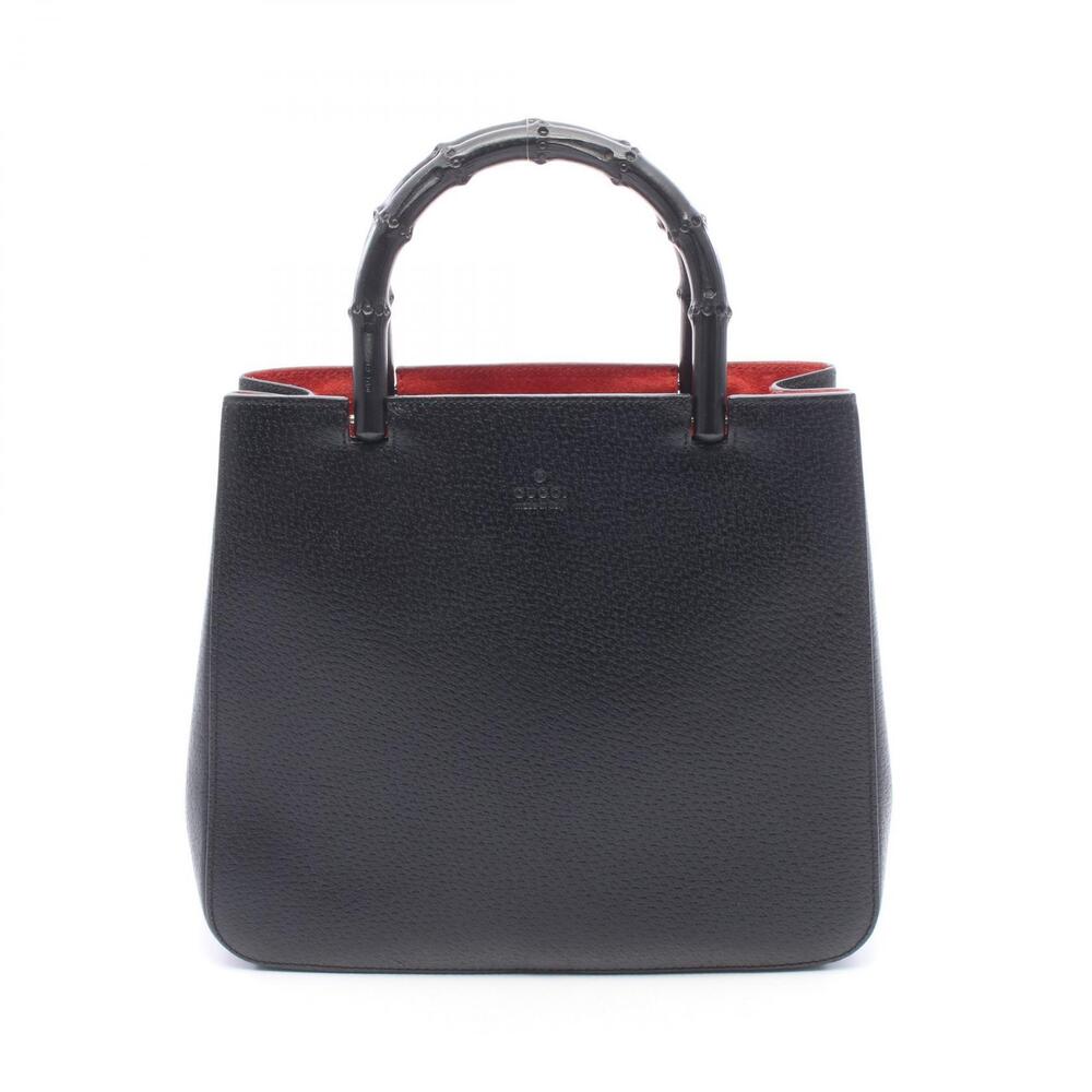 Gucci Bamboo Top Handle Tote Bag Leather Black